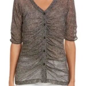 CAbi Black and Gray Textured Top